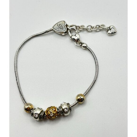 Brighton Bracelet With Heart & Beaded Charms Silver & Gold-Tone - Picture 1 of 9